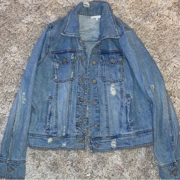 Denim distressed jacket with Pendleton wool inlay - Picture 2 of 6